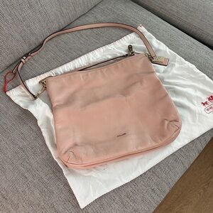 Light Pink Coach Leather Shoulder Bag
